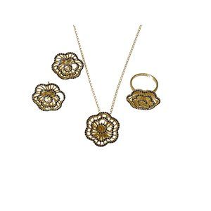 Gold over Sterlig Silver with Black Cz's  Jewelry Set